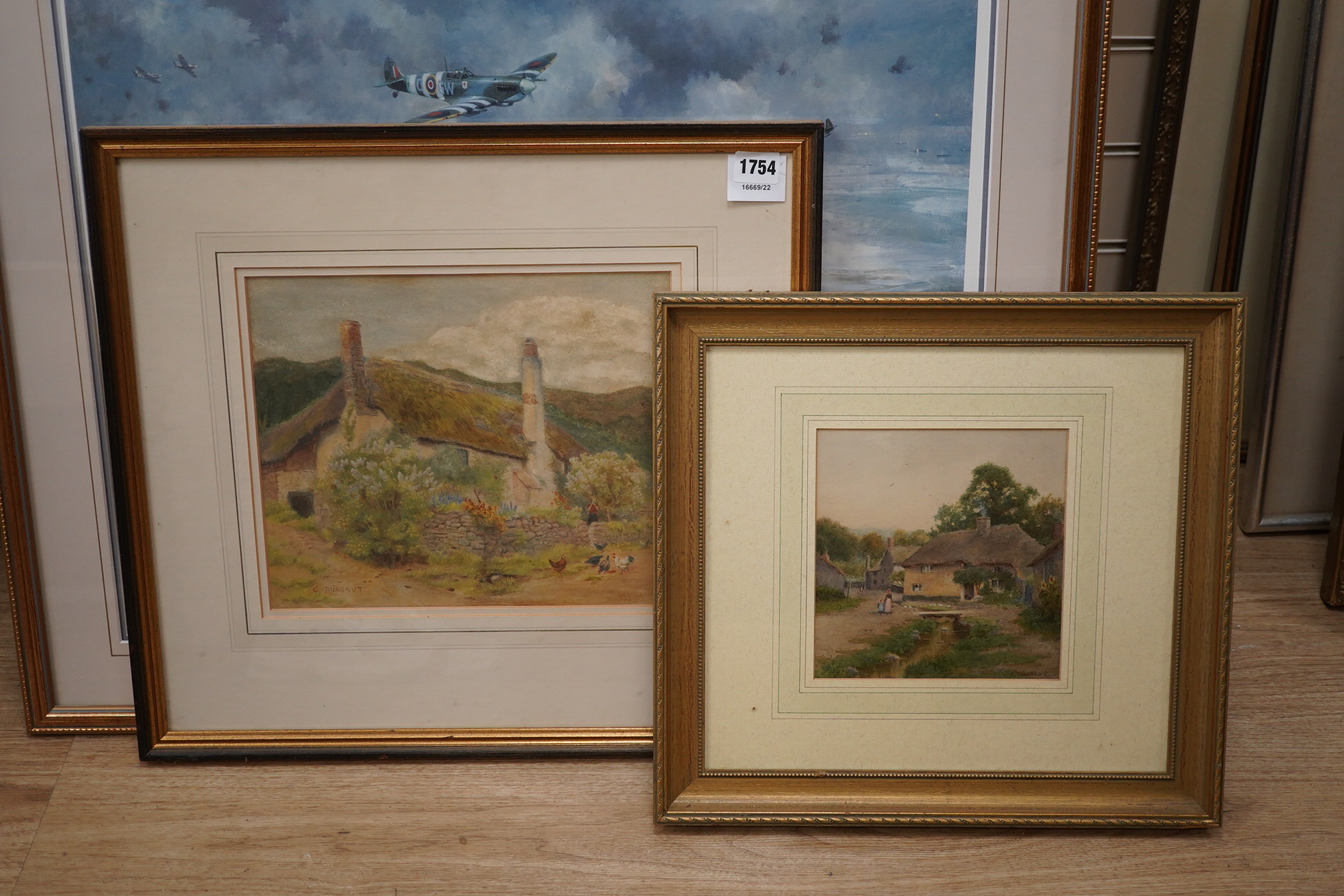 Curtius Duassut (fl.1889-1903), two watercolours, Cottage garden scenes, each signed, largest 24.5 x 30cm. Condition - fair